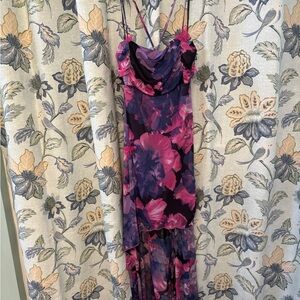 Forever 21 Purple and Pink Floral High Low Dress